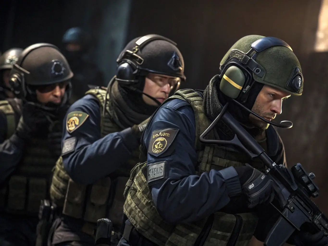 A high-energy image featuring a Counter-Strike: Global Offensive (CS:GO) match, highlighting the intense firefights and tactical gameplay that define this popular first-person shooter.