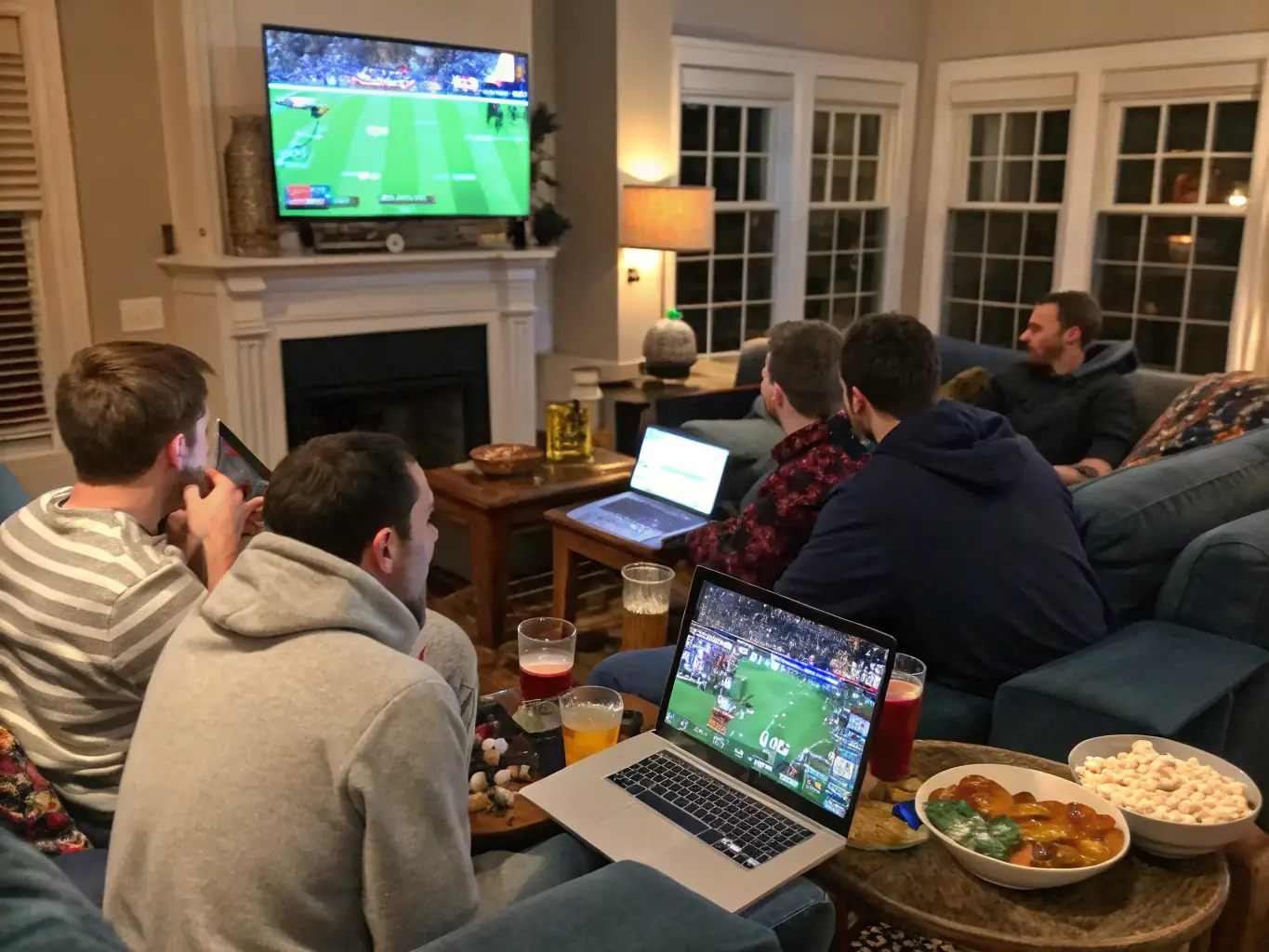 An image depicting a diverse group of esports fans excitedly watching a live tournament on a large screen, with betting slips in their hands.